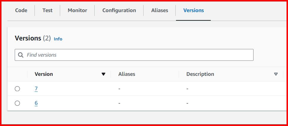 Picture showing publishing the new version of lambda function code